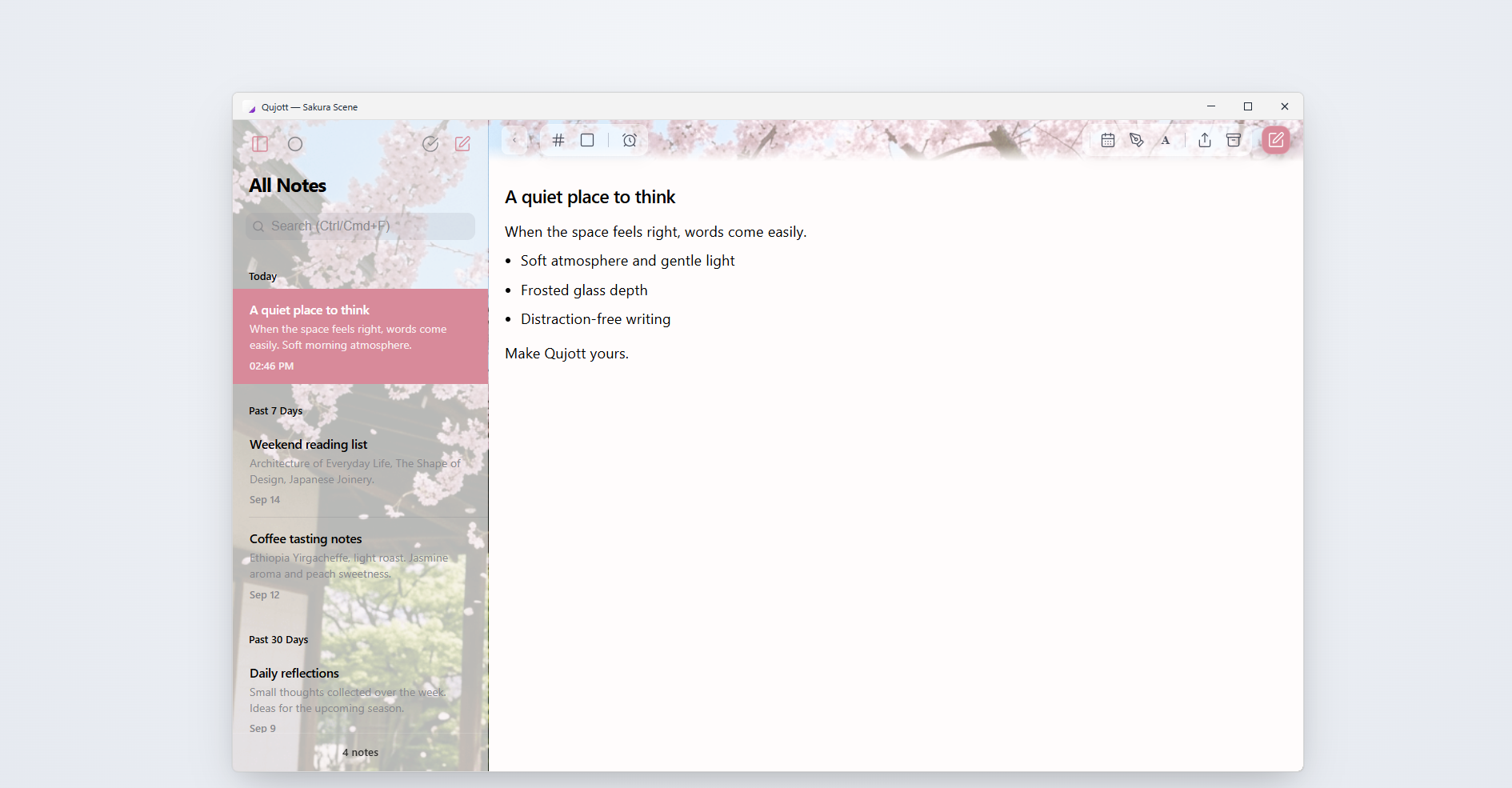 Qujott Pro Sakura Scene with Frosted Glass